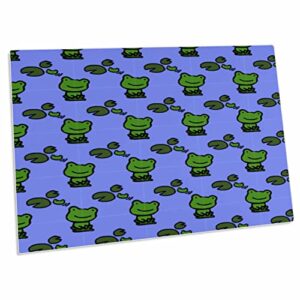3drose green frogs and lily pads on a blue background. pond... - desk pad place mats (dpd-36003-1)