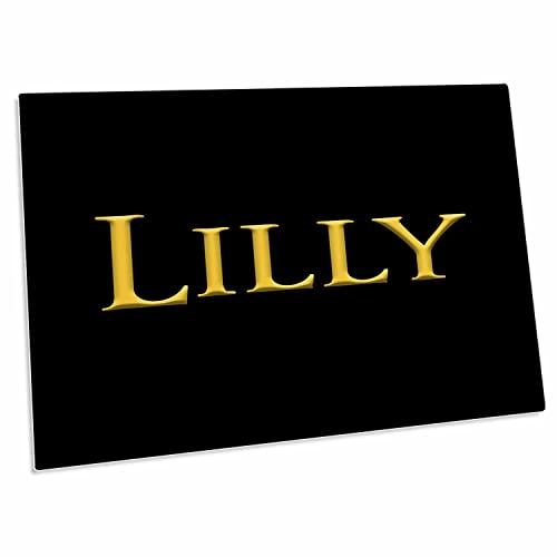 3dRose Lilly Attractive Girl Baby Name in The USA. Yellow on... - Desk Pad Place Mats (dpd-353968-1)