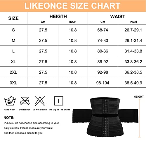 Likeonce Segmented Waist Trainer for Women Waist Cincher Shapewear Tummy Control Girdle Corset Shapewear Body Shaper Black