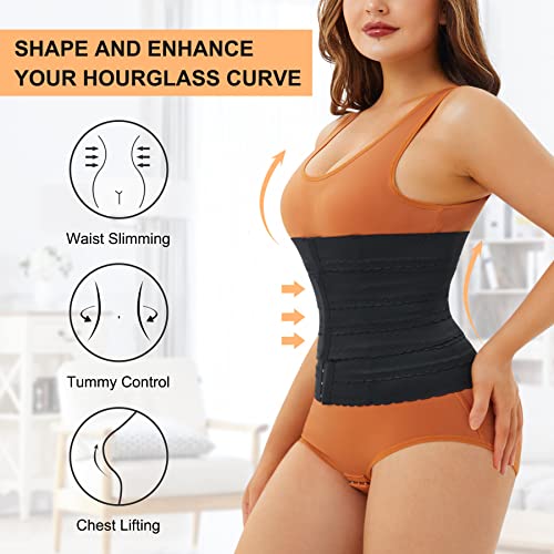 Likeonce Segmented Waist Trainer for Women Waist Cincher Shapewear Tummy Control Girdle Corset Shapewear Body Shaper Black