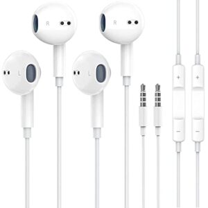 2 pack with apple earbuds 3.5mm wired earbuds/headphones/earphones built-in microphone & volume control【with apple mfi certified】 compatible with iphone,ipad,ipod,computer,mp3/4,android