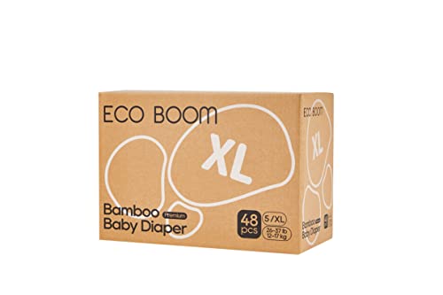 ECO BOOM Diapers, Baby Bamboo Viscose Diapers, Eco-Friendly Natural Soft Disposable Nappies for Infant, Size 5 Suitable for 26 to 37lb (X-Large - 48 Count)