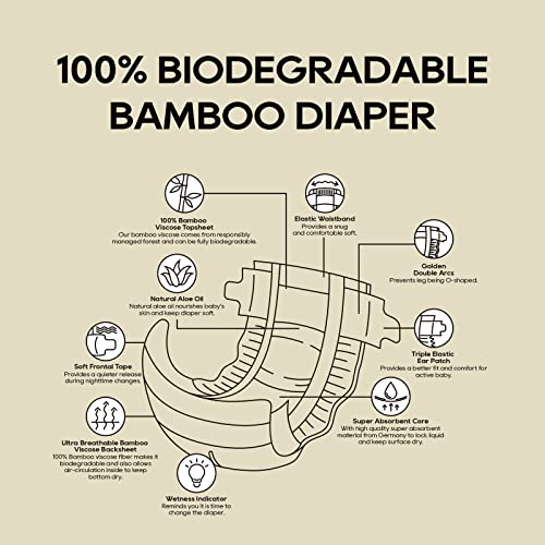 ECO BOOM Diapers, Baby Bamboo Viscose Diapers, Eco-Friendly Natural Soft Disposable Nappies for Infant, Size 5 Suitable for 26 to 37lb (X-Large - 48 Count)