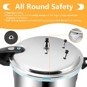 BreeRainz 16 Quart Pressure Cooker, 10 Psi Aluminum Pressure Canner w/Triple Valves & Auto Lock System, Steamer Rack Included