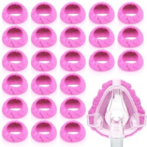 24 pack mask liners full face reusable soft mask covers reduce air leaks and blisters washable cushion covers compatible with most full face masks (pink)