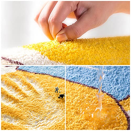 Yun Nist Fall Sunflower Bath Rug Soft Shag Rugs,Thanksgiving Eucalyptus Leaf Fuzzy Carpet Watercolor Leaves Seamless Doormat Furry Cozy Floor Mat for Bedroom Bathroom Kitchen Home Decor 16x24in