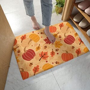 thanksgiving pumpkin doormat fall soft shag non slip bath rugs,maple leaf seamless entryway fuzzy carpet,farm berry indoor floor cozy mats,washable door mat entry rugs for bedroom kitchen 24x35in