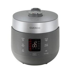 cuckoo crp-st1009f | 10-cup/2.5-quart (uncooked) twin pressure rice cooker & warmer | 12 menu options: high/non-pressure steam & more, made in korea, gray