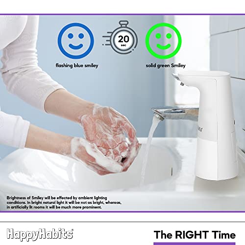 20 Second Countdown Timer Foam Soap Dispenser for Kids, Parents and Everyone. Develop Healthy Habits for Hand Washing. Use Favorite Foam Soap, Foaming soap - HappyHabits™, White