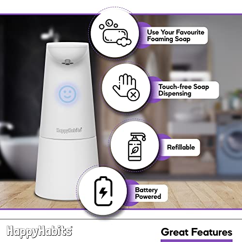 20 Second Countdown Timer Foam Soap Dispenser for Kids, Parents and Everyone. Develop Healthy Habits for Hand Washing. Use Favorite Foam Soap, Foaming soap - HappyHabits™, White