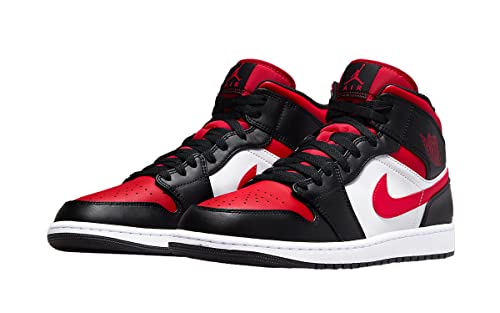 Nike Jordan Mens Air Jordan 1 Mid 554724 079 Bred Toe - Size 8, White/Black-red