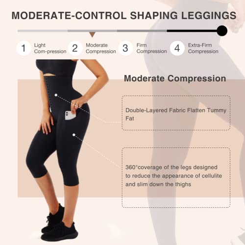 Corset Top Waist Trainer Black Leggings for Women Tummy Control Yoga Pants with Pockets for Women,Large