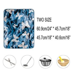 Drying Mat Tie Dry Butterfly Suitable for Kitchen Countertop Super Absorbent Dish Drying Mat Heat-Resistant and ECO Friendly 18 * 16in