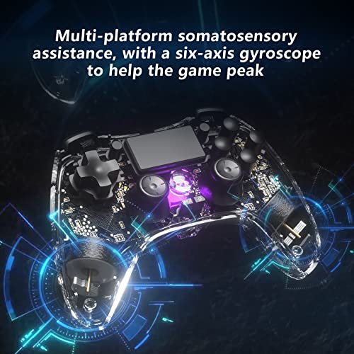 Controller for PS-4 Remote with Dual Vibration Shock Remote Control for Plays-tation 4/Pro/Slim Wireless Controller with Custom LED Light/Program Back Buttons/ Vibration/Headphone Jack 【Upgraded】