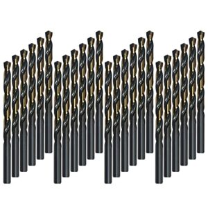 valyriantool hss twist drill bits | 24 pcs black and gold coated drill bits set | 3/32 inch jobber drill bits for drilling on mild steel, copper, aluminum, zinc alloy