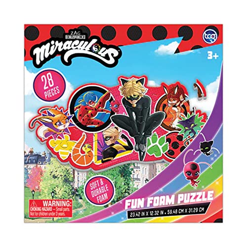 Miraculous Ladybug - Fun Foam Puzzle. Educational Gifts for Boys and Girls. Colorful Pieces Fit Together Perfectly. Great Birthday & Preschool Aged Learning Gift for Boys and Girls