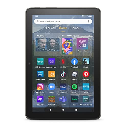 Amazon Fire HD 8 Plus tablet, 8” HD Display, 32 GB, 30% faster processor, 3GB RAM, wireless charging, (2022 release), Gray, without lockscreen ads