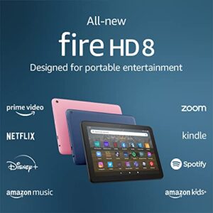 Amazon Fire HD 8 tablet, 8” HD Display, 32 GB, 30% faster processor, designed for portable entertainment, (2022 release), Black, without lockscreen ads