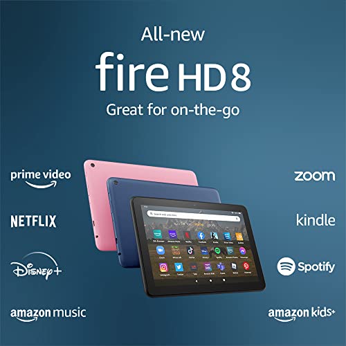 Amazon Fire HD 8 tablet, 8” HD Display, 32 GB, 30% faster processor, designed for portable entertainment, (2022 release), Black, without lockscreen ads