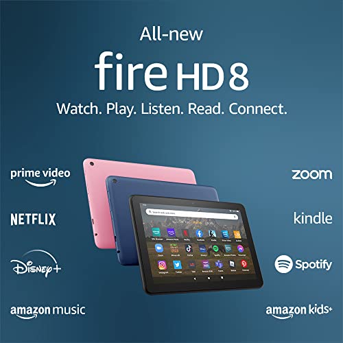 Amazon Fire HD 8 tablet, 8” HD Display, 32 GB, 30% faster processor, designed for portable entertainment, (2022 release), Black, without lockscreen ads