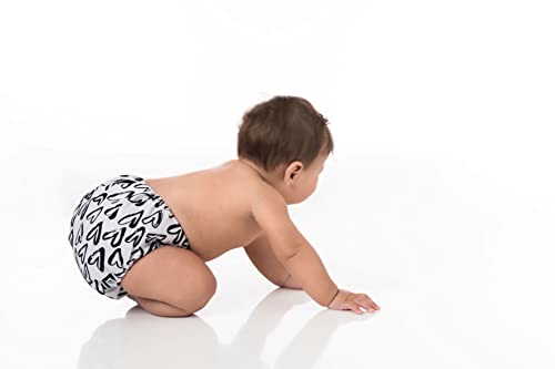 Elle Belle Baby 3 Stain Resistant - Charcoal Bamboo Lined All in one Diapers & 6 Charcoal Bamboo Inserts (Black & White)