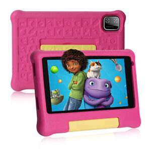 fullant kids tablet 7 inch,android 12 tablet for kids,32gb rom 128gb expand,kids software pre-installed,bluetooth,dual camera,toddler tablet with shockproof case