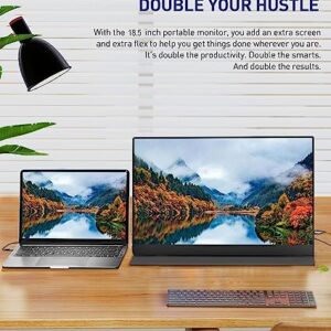 18.5 Inch Portable Monitor for Laptop, FHD 1080P 100% sRGB Travel Monitor for Laptop, Portable Computer IPS Display w/VESA, External Monitor USB-C HDR HDMI Portable Screen w/Smart Cover & Speakers