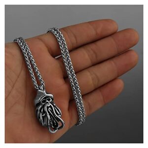 fashion necklace 361l stainless steel vintage fashion pirates of the caribbean captain octopus david jones pendant necklace for men and women necklace (length : 60cm, metal color : kldz-205)