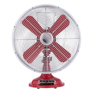 dclina better homes & gardens 12'' retro 3-speed metal table fan, black (red)