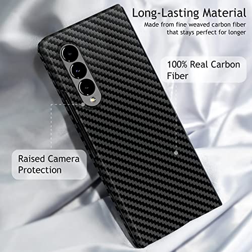 kaisenkec Slim & Thin Case Compatible with Samsung Galaxy Z Fold 4, 100% Carbon Fiber Cover for Z Fold 4 7.6" 5G, Matte Black