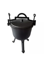 cast iron pressure cooker-screw down lid-heavy duty material- straight cast iron-cookware-camping/outdoors-10l capacity, black