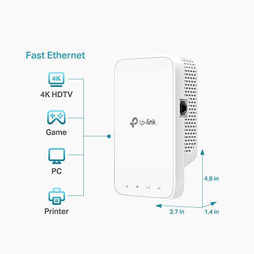 TP-Link AC1200 WiFi Range Extender (RE330), Covers Up to 1500 Sq.ft and 25 Devices, Dual Band Wireless Signal Booster, Internet Repeater, 1 Ethernet Port (Renewed)