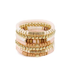 Elegance 11 designs Heishi Beaded Bracelets For Women Polymer Clay Pink Surfer Stackable Beads Boho Bracelet Summer Beach Jewelry Set