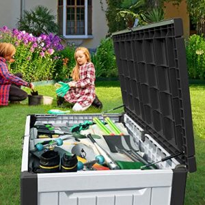 YITAHOME XXL 230 Gallon Large Outdoor Storage Deck Box for Patio Furniture, Outdoor Cushions, Garden Tools and Sports/Pools Equipment, Weather Resistant Resin, Lockable (Black&White1)