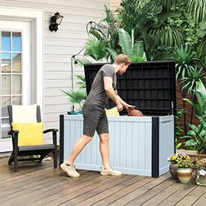 YITAHOME XXL 230 Gallon Large Outdoor Storage Deck Box for Patio Furniture, Outdoor Cushions, Garden Tools and Sports/Pools Equipment, Weather Resistant Resin, Lockable (Black&White1)
