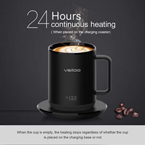 vsitoo S3 Temperature Control Smart Mug 2 with Lid, Self Heating Coffee Mug 10 oz, LED Display, 90 Min Battery Life - App&Manual Controlled Heated Coffee Mug - Improved Design, Coffee Gifts, Black