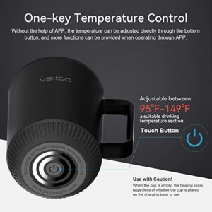 vsitoo S3 Temperature Control Smart Mug 2 with Lid, Self Heating Coffee Mug 10 oz, LED Display, 90 Min Battery Life - App&Manual Controlled Heated Coffee Mug - Improved Design, Coffee Gifts, Black