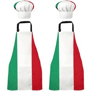 syhood 4th of july chef hat and apron for women men italian stripes solid baking fabric cooking apron for home kitchen (red-white-green pattern)
