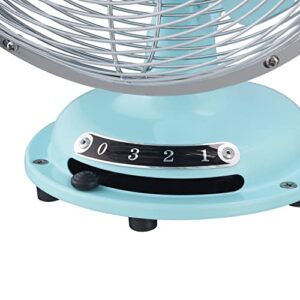 Better Homes & Gardens Retro Table Fan, 3-Speed Metal Tilted-Head Oscillation, 8-Inches (mint)