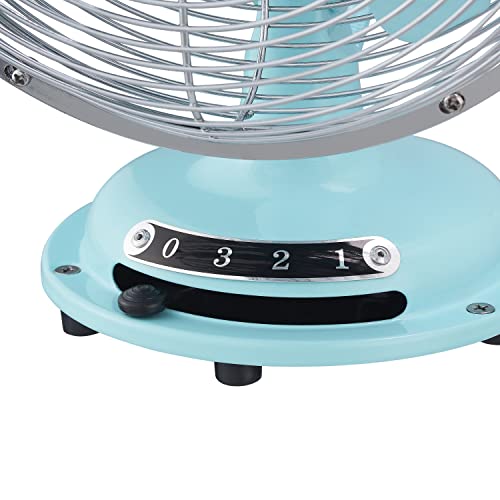 Better Homes & Gardens Retro Table Fan, 3-Speed Metal Tilted-Head Oscillation, 8-Inches (mint)