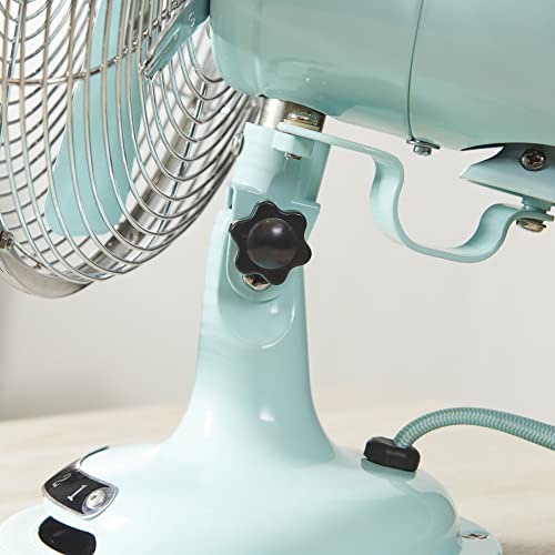 Better Homes & Gardens Retro Table Fan, 3-Speed Metal Tilted-Head Oscillation, 8-Inches (mint)