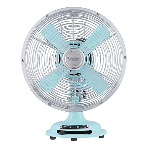 Better Homes & Gardens Retro Table Fan, 3-Speed Metal Tilted-Head Oscillation, 8-Inches (mint)