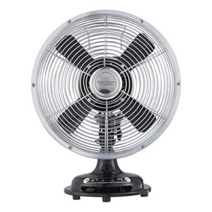 better homes & gardens retro table fan, 3-speed metal tilted-head oscillation, 8-inches (black)