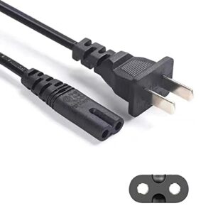ac cable replacement power cord 2 prong 6 feet (1.8 meter) black