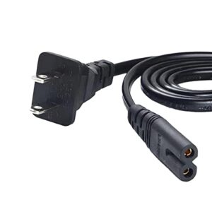 AC Cable Replacement Power Cord 2 Prong 6 Feet (1.8 Meter) Black