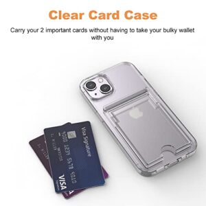 Wuwedo for iPhone 14, iPhone 13 Clear Wallet Case, Anti-Yellowing Slim Fit Thin TPU Bumper + PC Back Case with 2 Cards Holder