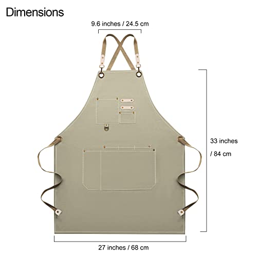 Dulabi Apron, Adjustable Chef Apron for Women and Men with Large Pockets, Cooking Kitchen Apron with Back Straps