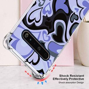 zaztify Phone Case for LG V60 ThinQ/ThinQ 5G UW, Lovely Irregular Purple Black Love Heart Lovecore Aesthetic Cute Shockproof Protective Anti-Slip Thin Slim Soft Clear Phone Cover Shell
