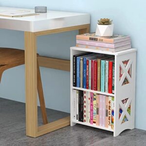 pikpuk Side Table, Narrow End Table with Storage Shelf, Minimalist Bedside Tables Nightstand, Small Bookshelf Bookcase, Bathroom Storage Shelves, Display Rack for Bedroom, Living Room, Office, White.
