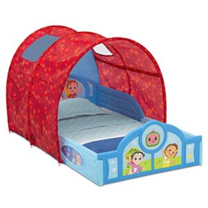 delta children cocomelon sleep and play toddler bed with tent
